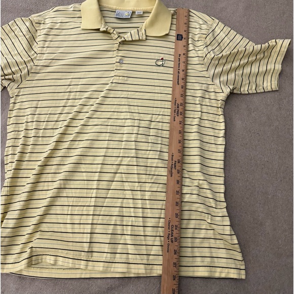 Masters Performance Mens L Yellow Striped Polo Shirt Golf Stretch Short Sleeve - Picture 5 of 7